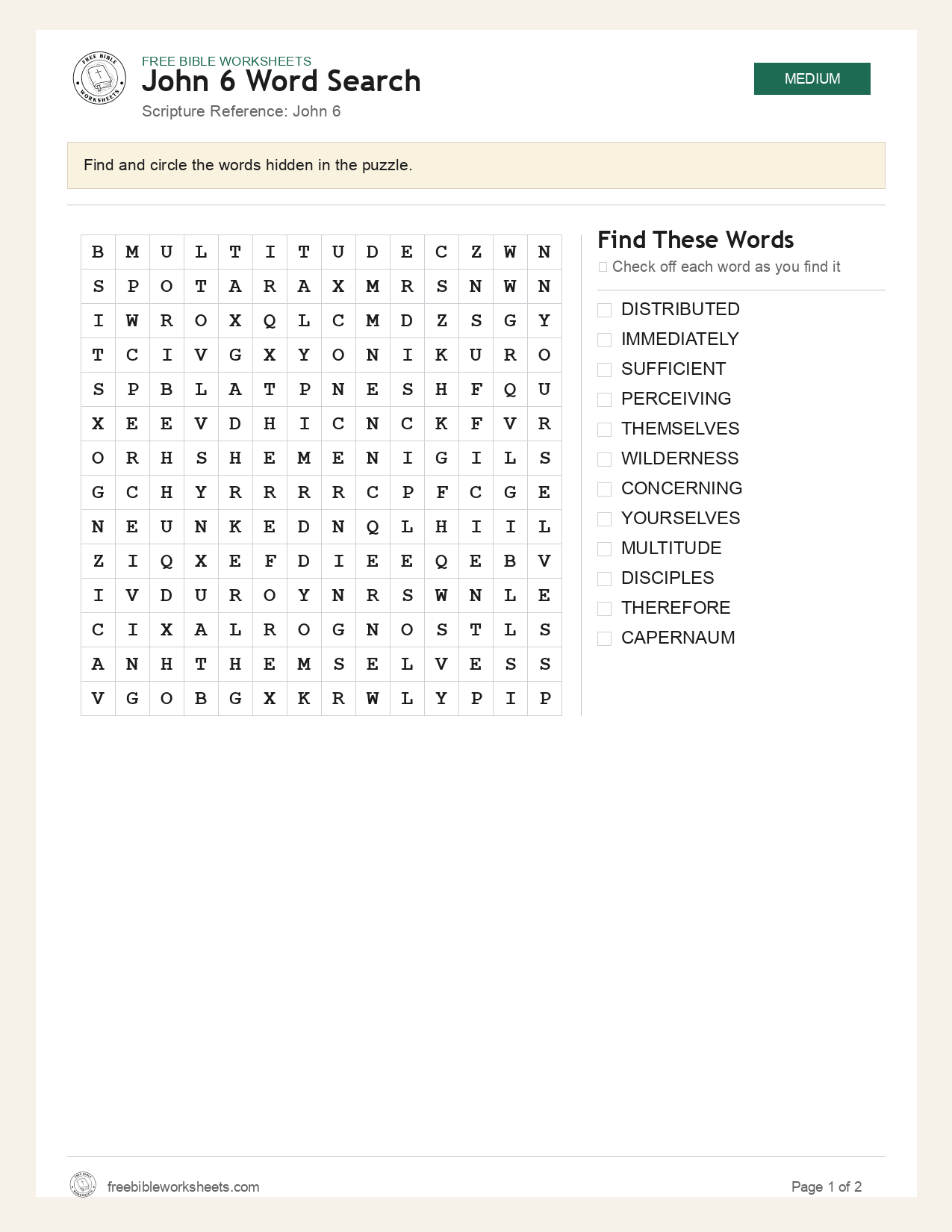 John 6 Word Search preview