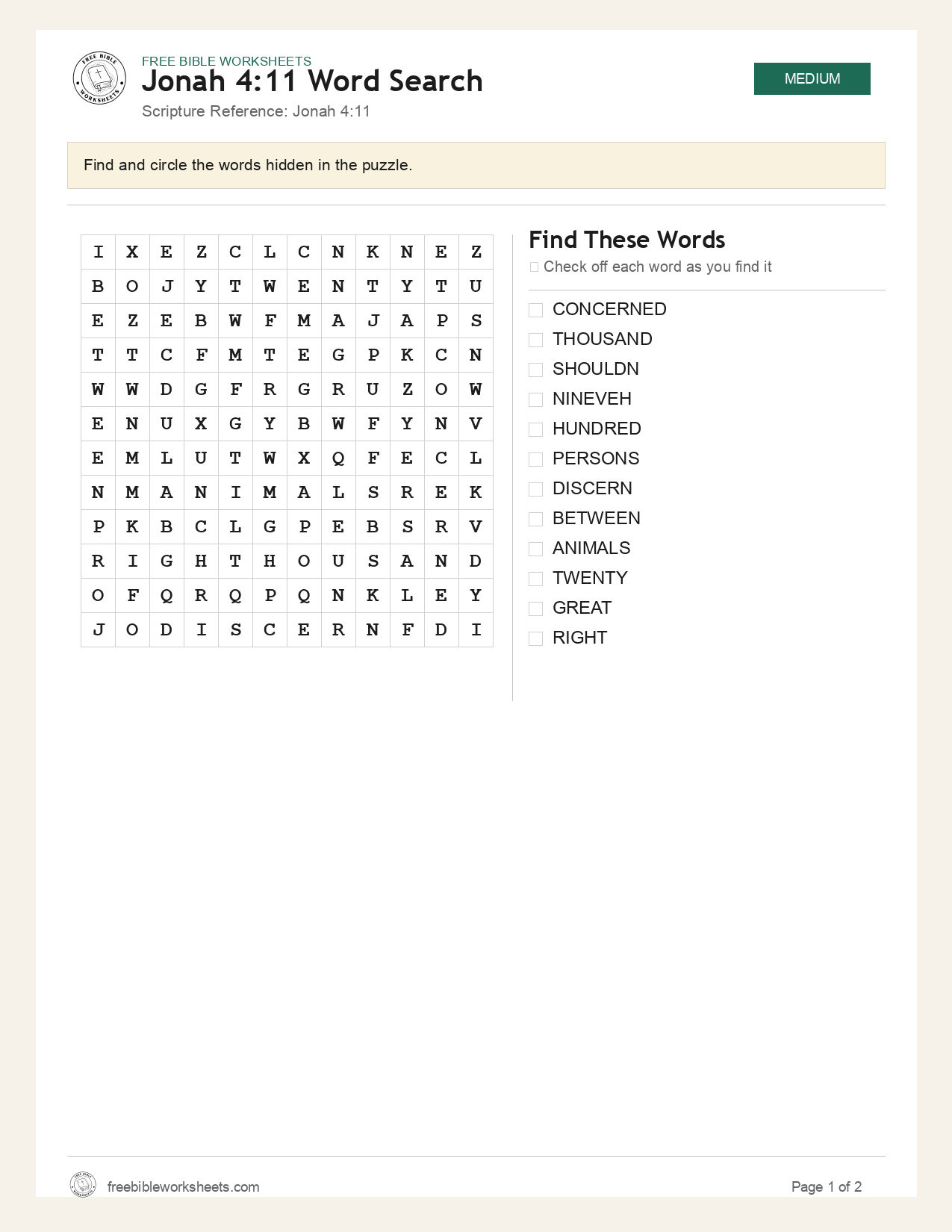 Jonah 4:11 Word Search preview