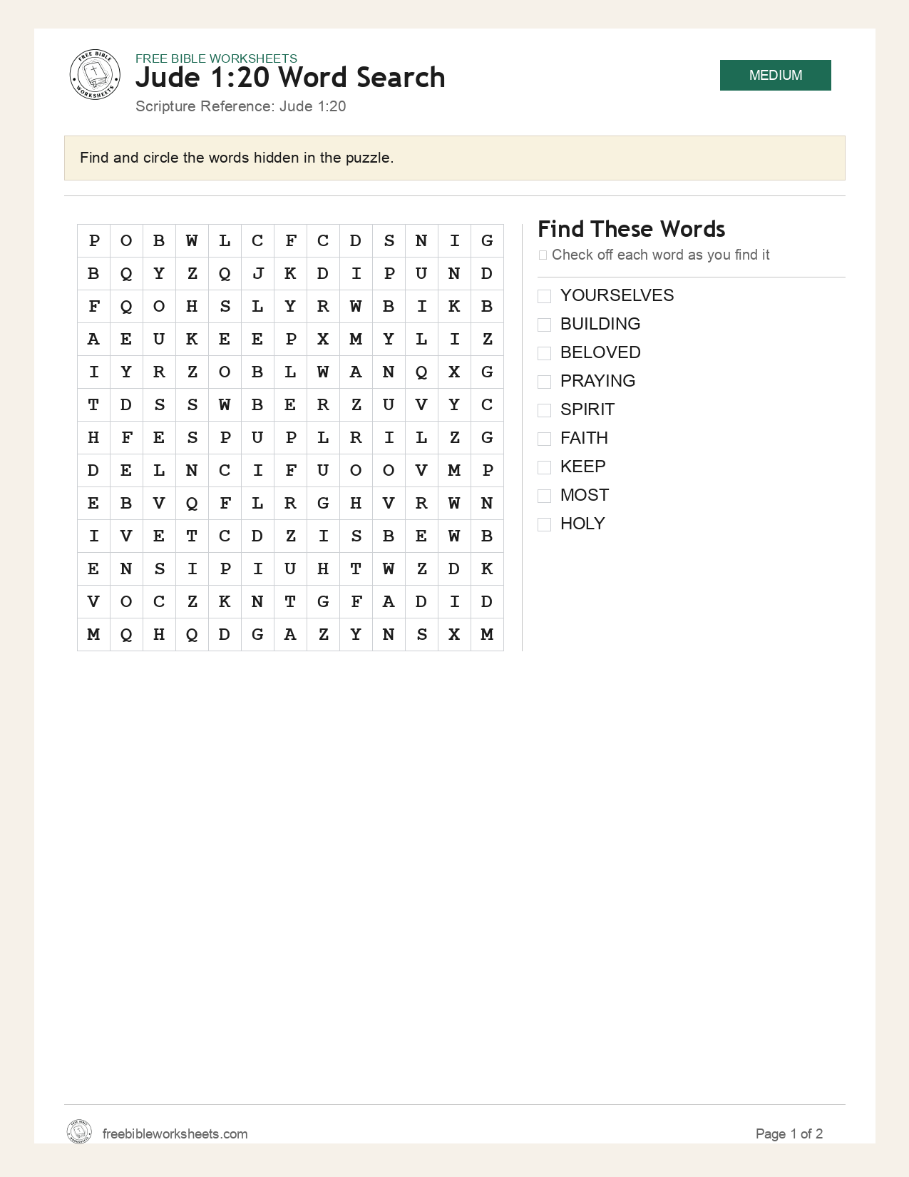 Jude 1:20 Word Search preview