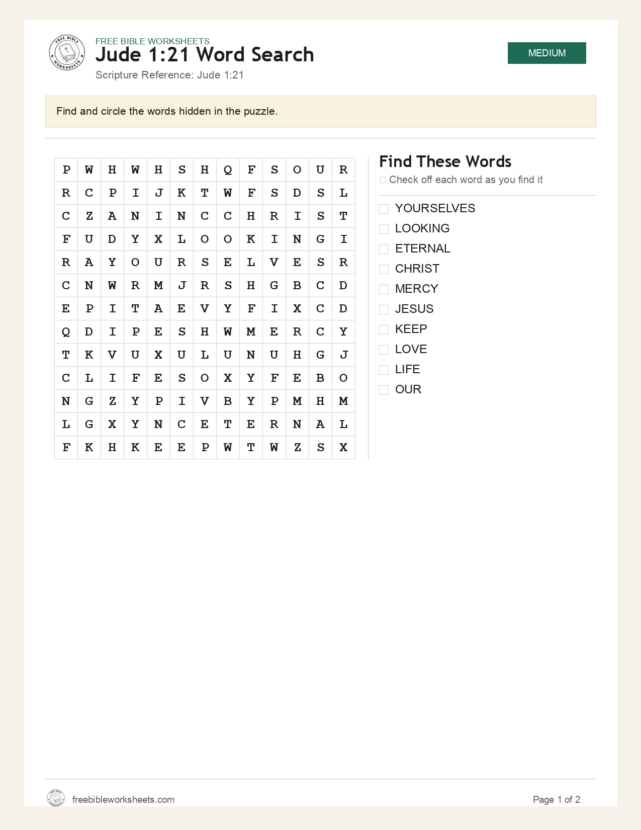 Jude 1:21 Word Search preview