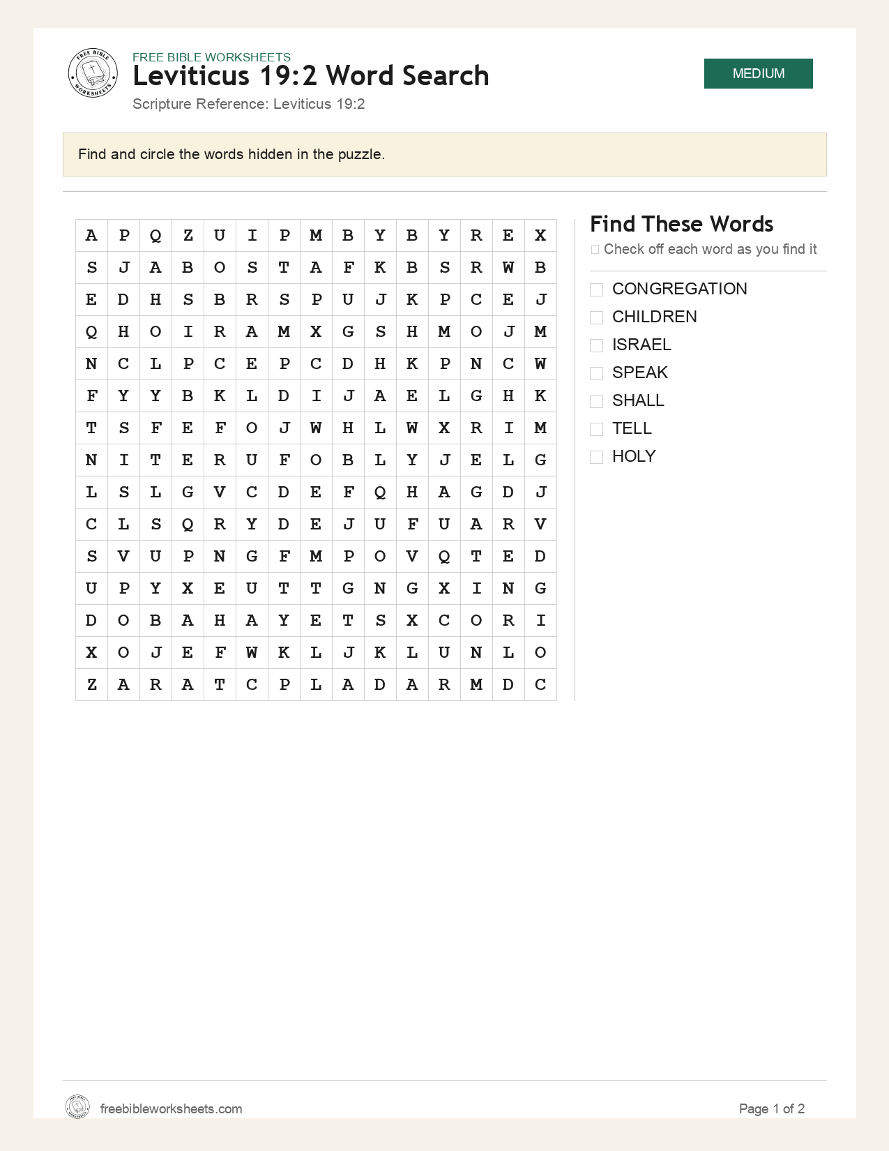 Leviticus 19:2 Word Search preview