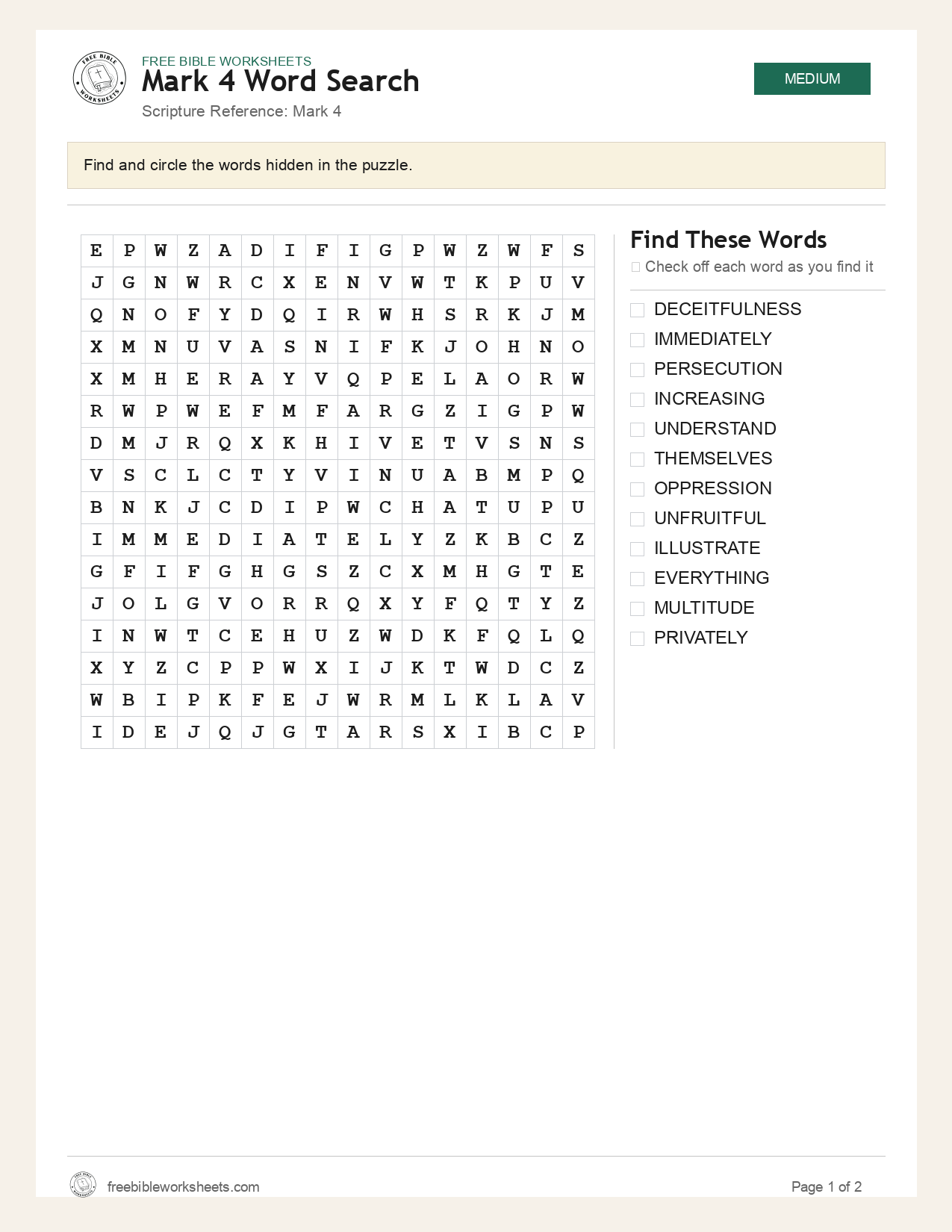 Mark 4 Word Search preview