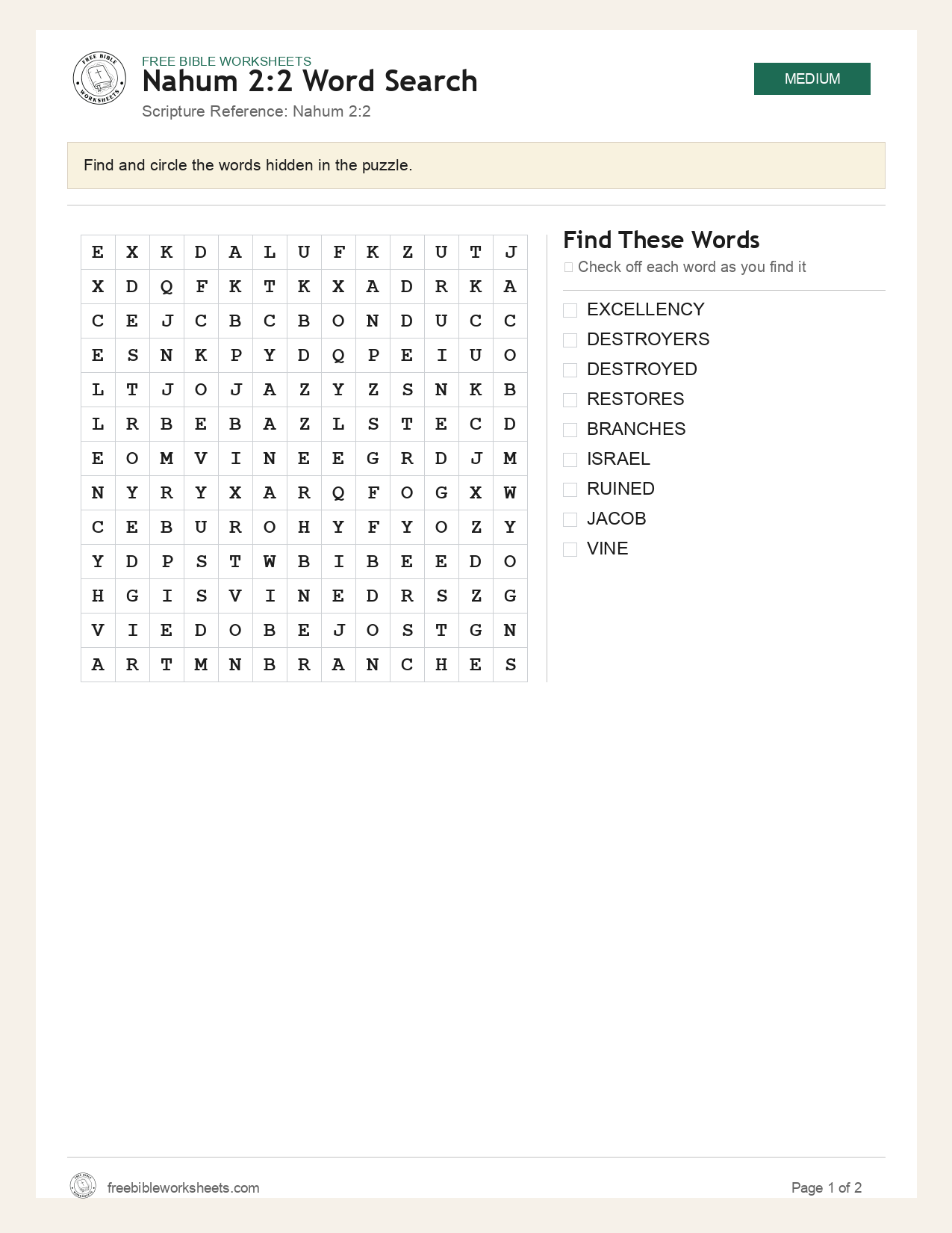 Nahum 2:2 Word Search preview
