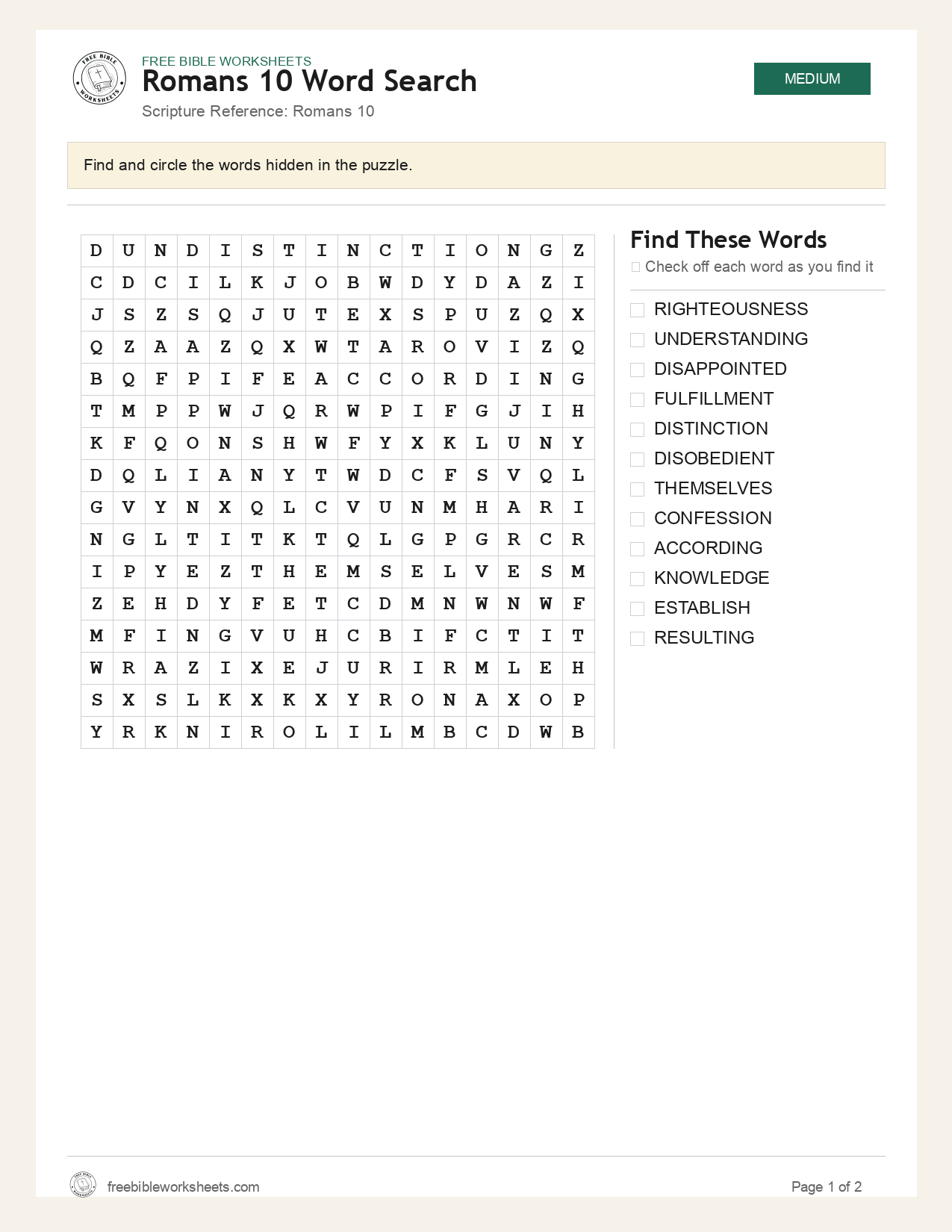 Romans 10 Word Search preview