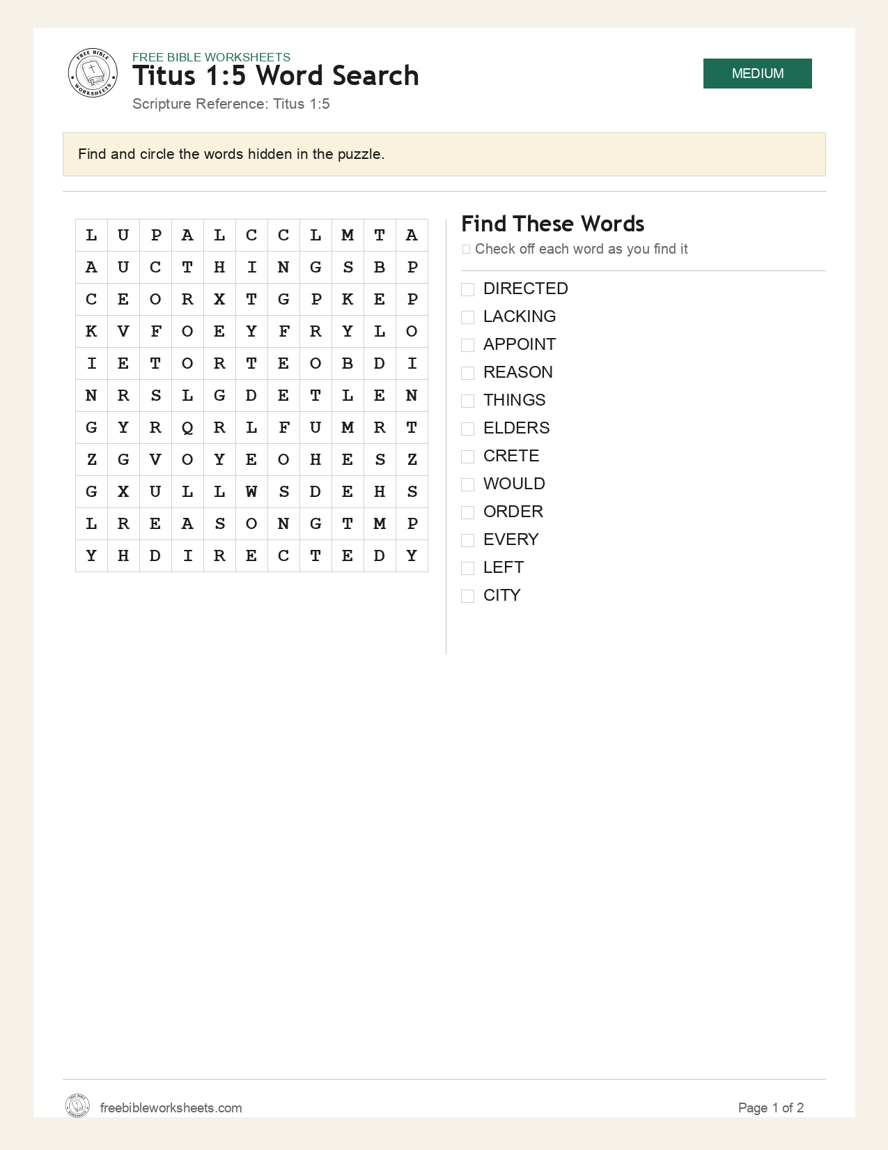 Titus 1:5 Word Search preview