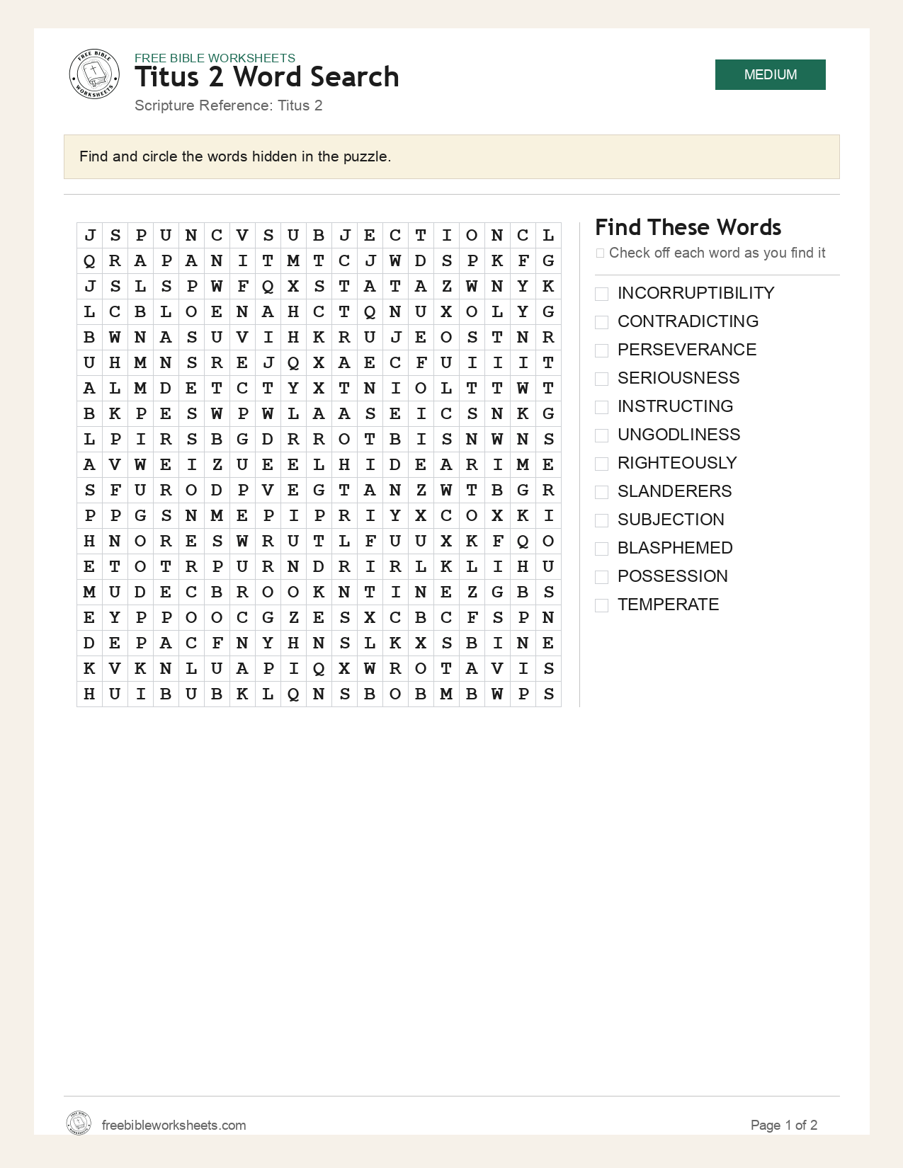 Titus 2 Word Search preview